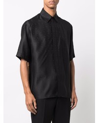 Мужская черная шелковая рубашка с коротким рукавом от Fendi