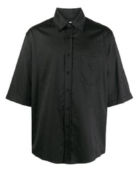 Мужская черная шелковая рубашка с коротким рукавом от Marine Serre
