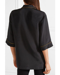Женская черная шелковая рубашка с коротким рукавом от Stella McCartney