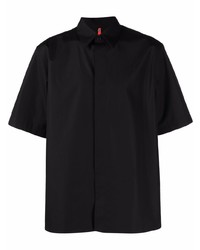 Мужская черная шелковая рубашка с коротким рукавом от Oamc