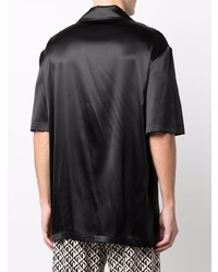 Мужская черная шелковая рубашка с коротким рукавом от Versace