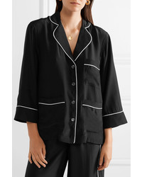 Женская черная шелковая рубашка с коротким рукавом от ATM Anthony Thomas Melillo