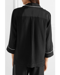 Женская черная шелковая рубашка с коротким рукавом от ATM Anthony Thomas Melillo
