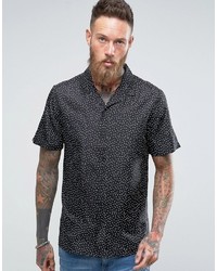 Мужская черная шелковая рубашка с принтом от Asos