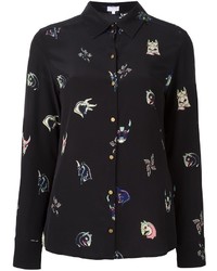 Женская черная шелковая рубашка с принтом от Lala Berlin