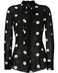 Женская черная шелковая рубашка с принтом от Moschino