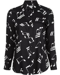 Женская черная шелковая рубашка с принтом от Saint Laurent