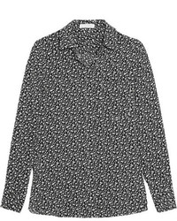 Женская черная шелковая рубашка с цветочным принтом от Altuzarra