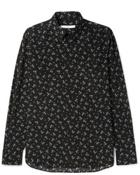 Мужская черная шелковая рубашка с цветочным принтом от Givenchy