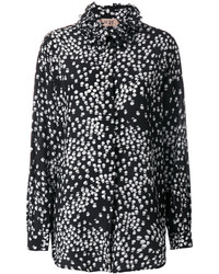 Женская черная шелковая рубашка с цветочным принтом от No.21