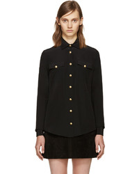 Женская черная шелковая рубашка от Balmain