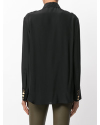 Женская черная шелковая рубашка от Balmain