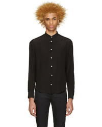 Мужская черная шелковая рубашка от CNC Costume National