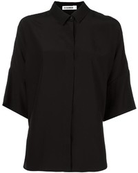 Женская черная шелковая рубашка от Jil Sander