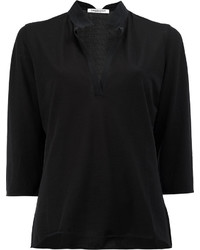 Женская черная шелковая рубашка от Lamberto Losani