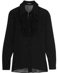 Женская черная шелковая рубашка от Saint Laurent