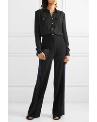 Женская черная шелковая рубашка от Balmain