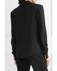 Женская черная шелковая рубашка от Balmain