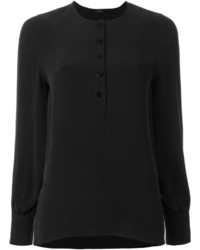 Женская черная шелковая футболка на пуговицах от Joseph