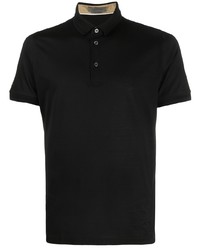 Черная шелковая футболка-поло