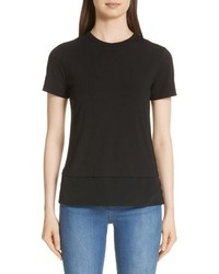 Черная шелковая футболка с круглым вырезом
