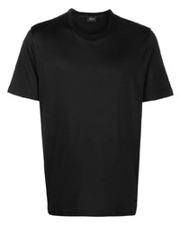 Мужская черная шелковая футболка с круглым вырезом от Brioni
