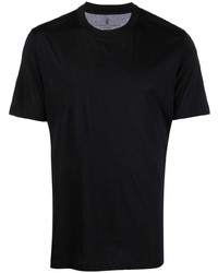 Мужская черная шелковая футболка с круглым вырезом от Brunello Cucinelli