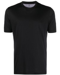 Мужская черная шелковая футболка с круглым вырезом от Brunello Cucinelli