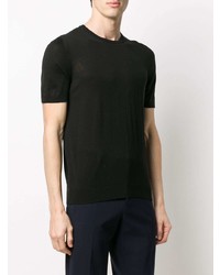 Мужская черная шелковая футболка с круглым вырезом от La Fileria For D'aniello