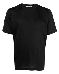 Мужская черная шелковая футболка с круглым вырезом от Fileria