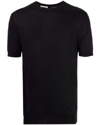 Мужская черная шелковая футболка с круглым вырезом от Low Brand