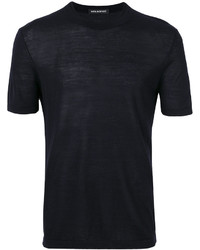 Мужская черная шелковая футболка с круглым вырезом от Neil Barrett