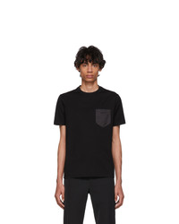 Мужская черная шелковая футболка с круглым вырезом от Prada