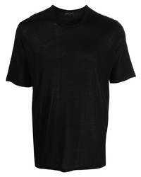 Мужская черная шелковая футболка с круглым вырезом от Roberto Collina