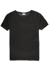Мужская черная шелковая футболка с круглым вырезом от Saint Laurent
