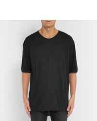 Мужская черная шелковая футболка с круглым вырезом от Maison Margiela