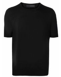 Мужская черная шелковая футболка с круглым вырезом от Tagliatore