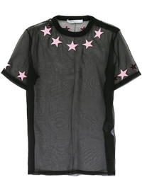 Женская черная шелковая футболка со звездами от Givenchy