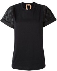 Женская черная шелковая футболка со звездами от No.21