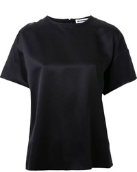 Женская черная шелковая футболка от Jil Sander