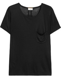 Женская черная шелковая футболка от Saint Laurent