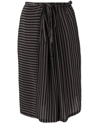 Черная шелковая юбка в горизонтальную полоску от Humanoid