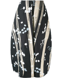 Черная шелковая юбка с принтом от Jil Sander