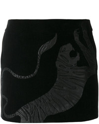 Черная шелковая юбка с принтом от Saint Laurent