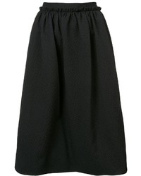 Черная шелковая юбка с рельефным рисунком от Monique Lhuillier