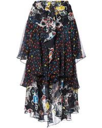 Черная шелковая юбка с цветочным принтом от Jason Wu
