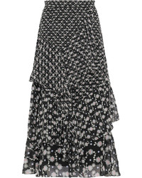 Черная шелковая юбка с цветочным принтом от Peter Pilotto