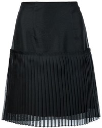 Черная шелковая юбка со складками от Carolina Herrera
