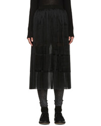 Черная шелковая юбка со складками от Sara Lanzi
