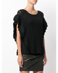 Черная шерстяная блузка с рюшами от IRO
